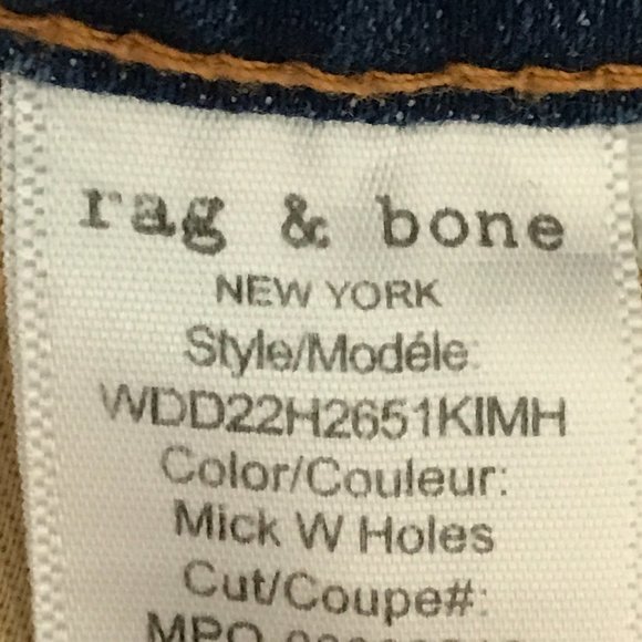 Rag & Bone Cate Mid Rise Ankle skinny Jeans Women size 24 Blue Distress Raw Hem - Picture 12 of 14